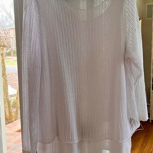Eileen Fisher Mesh with lining White Blouse in 3X